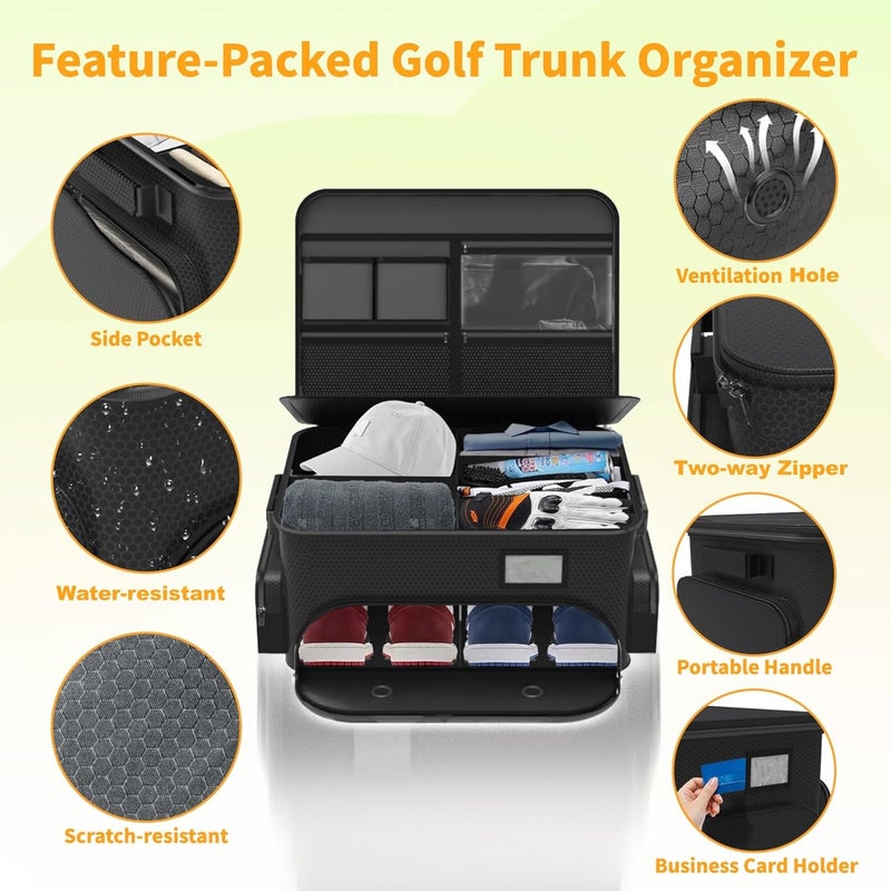 WALMANN Golf Trunk Organizer – Large 2-Layer Storage Bag with Ventilated Shoe Compartments for 2 Pairs, Waterproof Foldable Golf Gear Organizer - Image 5